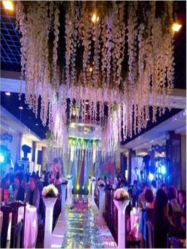 Luxo Simulação de Flor de Vime Artificiais de Seda Wisteria Vinha para Casamento Decoração Festa em Casa Ornamento Frete Grátis