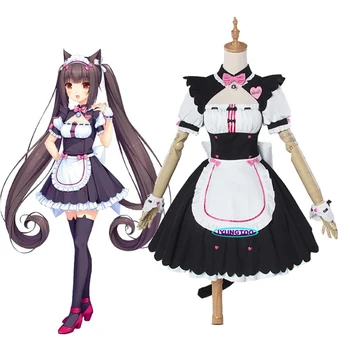NEKOPARA Cosplay Traje Chocola Baunilha Empregada de Avental Vestido de Uniforme Mulheres Anime Gato Neko Girl Completo Conjunto de Fantasias