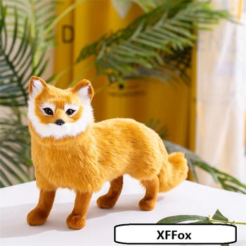 nova linda de simulação de pé plástico e pele de raposa marrom brinquedo decoração boneca de presente sobre 35x23cm