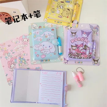 4Pcs Conjunto Kawaii Sanrios Acessórios Minha Melodia Kuromi Cinnamoroll Cartoon linda Garota de Coração Notebook Portátil Livro para Crianças de Presente