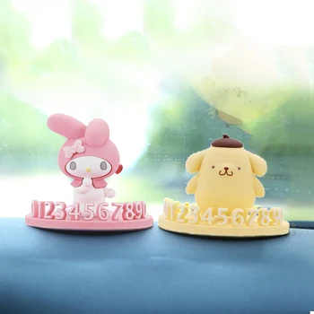 Kawaii Sanrios Melodia Cinnamoroll Carro Temporária De Estacionamento Placa Com O Número De Anime Kt Gato De Bonecas Brinquedos Acessórios Auto Menina De Presente