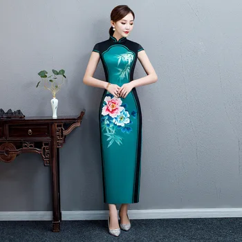 Mulheres Sexy Longo Cheongsam Marca de Designer de estilo Chinês Tradicional Vestido de Mulher Qipao Slim Vestidos de Festa Vestido 4XL